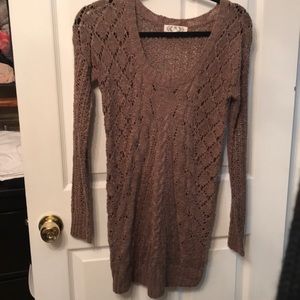 Pink Rose Loose Knit Tunic Sweater